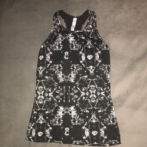 MARBLE PRINTED GYM WORKOUT TOP WITH MESH BACK